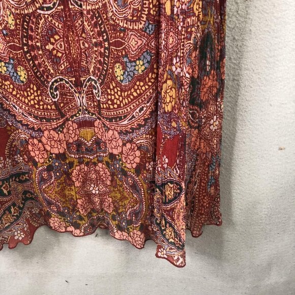 Soft Surroundings Dress Womens Medium Red Boho Paisley Floral Maxi 3/4 Sleeve - Picture 9 of 16